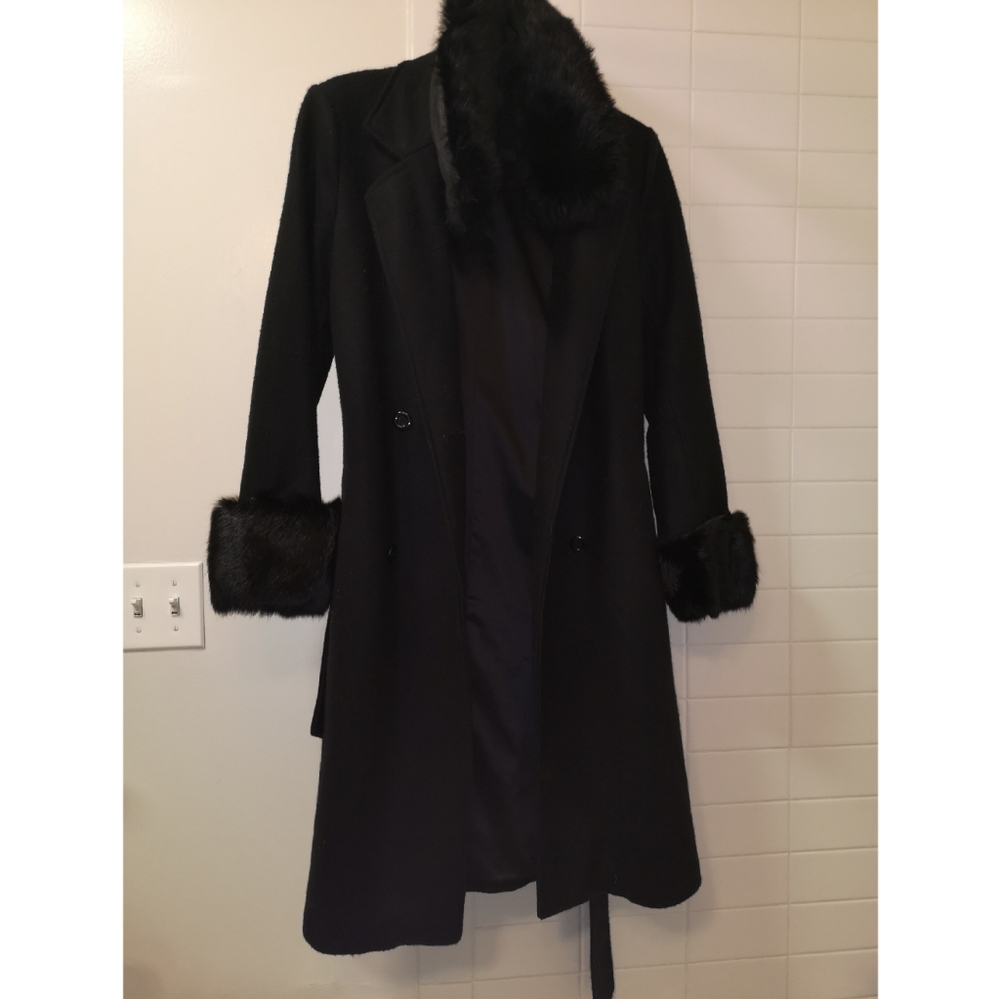 Black duffel coat, wool